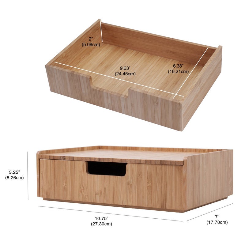 MobileVision Bamboo Makeup Drawer Organizer, Cosmetics Storage Box, Break Resistant Display Case and Drawer - Image 2